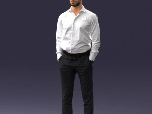000241 Man in White Shirt and Formal Trousers 0116 3D Model