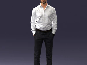 000241 Man in White Shirt and Formal Trousers 0116 3D Model