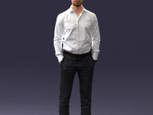 000241 Man in White Shirt and Formal Trousers 0116 3D Model