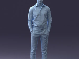 000241 Man in White Shirt and Formal Trousers 0116 3D Model