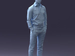 000241 Man in White Shirt and Formal Trousers 0116 3D Model