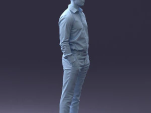 000241 Man in White Shirt and Formal Trousers 0116 3D Model
