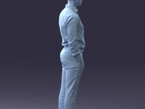 000241 Man in White Shirt and Formal Trousers 0116 3D Model