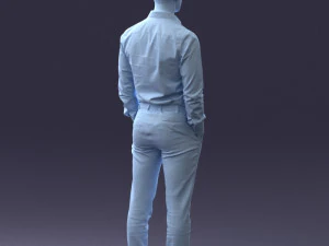 000241 Man in White Shirt and Formal Trousers 0116 3D Model