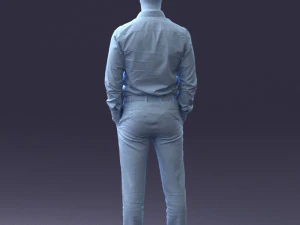 000241 Man in White Shirt and Formal Trousers 0116 3D Model