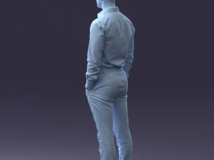 000241 Man in White Shirt and Formal Trousers 0116 3D Model