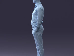 000241 Man in White Shirt and Formal Trousers 0116 3D Model