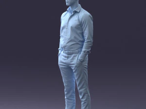 000241 Man in White Shirt and Formal Trousers 0116 3D Model
