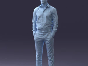 000241 Man in White Shirt and Formal Trousers 0116 3D Model