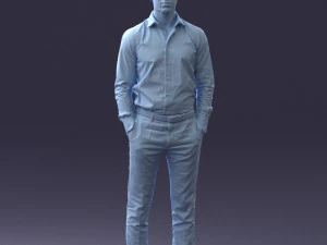 000241 Man in White Shirt and Formal Trousers 0116 3D Model