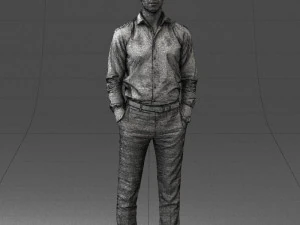 000241 Man in White Shirt and Formal Trousers 0116 3D Model