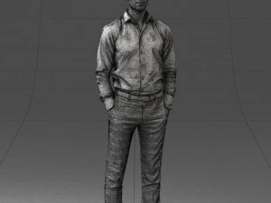 000241 Man in White Shirt and Formal Trousers 0116 3D Model