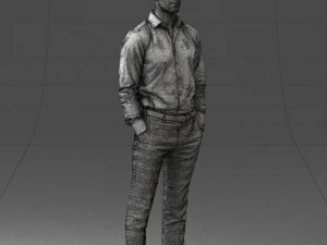 000241 Man in White Shirt and Formal Trousers 0116 3D Model