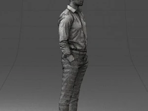 000241 Man in White Shirt and Formal Trousers 0116 3D Model