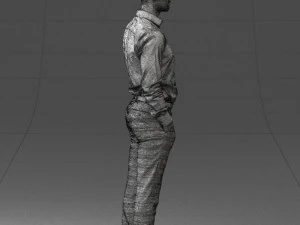 000241 Man in White Shirt and Formal Trousers 0116 3D Model