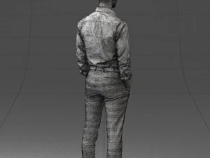 000241 Man in White Shirt and Formal Trousers 0116 3D Model