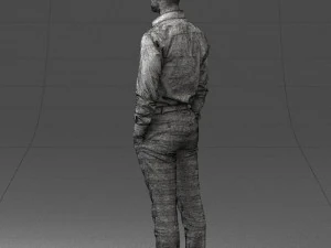 000241 Man in White Shirt and Formal Trousers 0116 3D Model
