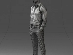 000241 Man in White Shirt and Formal Trousers 0116 3D Model