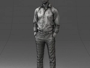 000241 Man in White Shirt and Formal Trousers 0116 3D Model