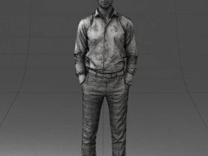 000241 Man in White Shirt and Formal Trousers 0116 3D Model