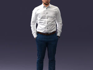 000242 Man in White Shirt and Blue Formal Trousers 0116 3dp 3D Print Model