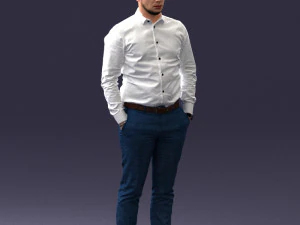 000242 Man in White Shirt and Blue Formal Trousers 0116 3dp 3D Print Model