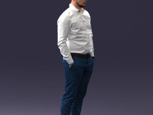 000242 Man in White Shirt and Blue Formal Trousers 0116 3dp 3D Print Model