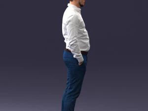 000242 Man in White Shirt and Blue Formal Trousers 0116 3dp 3D Print Model