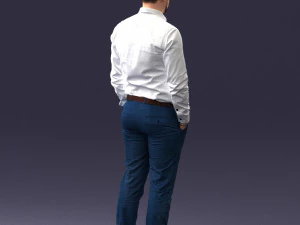 000242 Man in White Shirt and Blue Formal Trousers 0116 3dp 3D Print Model