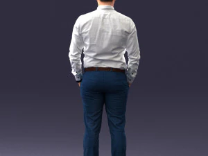 000242 Man in White Shirt and Blue Formal Trousers 0116 3dp 3D Print Model