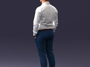 000242 Man in White Shirt and Blue Formal Trousers 0116 3dp 3D Print Model