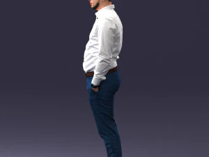 000242 Man in White Shirt and Blue Formal Trousers 0116 3dp 3D Print Model