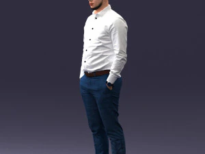 000242 Man in White Shirt and Blue Formal Trousers 0116 3dp 3D Print Model