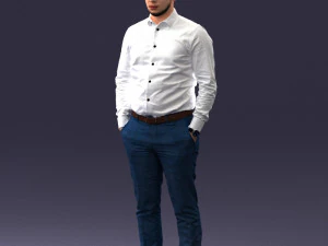 000242 Man in White Shirt and Blue Formal Trousers 0116 3dp 3D Print Model