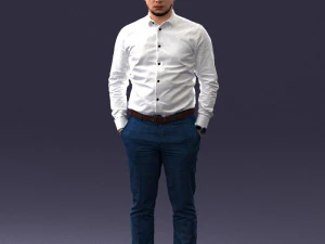 000242 Man in White Shirt and Blue Formal Trousers 0116 3dp 3D Print Model