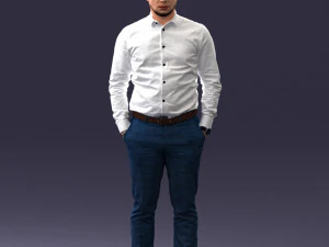 000242 Man in White Shirt and Blue Formal Trousers 0116 3dp 3D Print Model