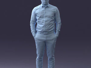 000242 Man in White Shirt and Blue Formal Trousers 0116 3dp 3D Print Model