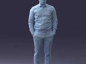 000242 Man in White Shirt and Blue Formal Trousers 0116 3dp 3D Print Model