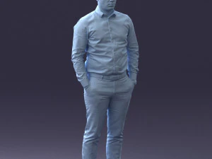 000242 Man in White Shirt and Blue Formal Trousers 0116 3dp 3D Print Model