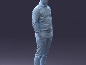 000242 Man in White Shirt and Blue Formal Trousers 0116 3dp 3D Print Model