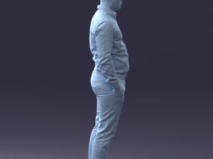 000242 Man in White Shirt and Blue Formal Trousers 0116 3dp 3D Print Model