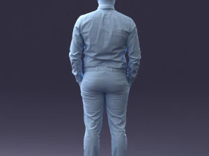 000242 Man in White Shirt and Blue Formal Trousers 0116 3dp 3D Print Model