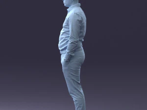 000242 Man in White Shirt and Blue Formal Trousers 0116 3dp 3D Print Model
