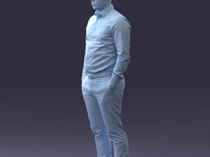 000242 Man in White Shirt and Blue Formal Trousers 0116 3dp 3D Print Model