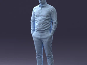 000242 Man in White Shirt and Blue Formal Trousers 0116 3dp 3D Print Model