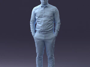 000242 Man in White Shirt and Blue Formal Trousers 0116 3dp 3D Print Model