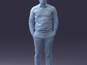 000242 Man in White Shirt and Blue Formal Trousers 0116 3dp 3D Print Model