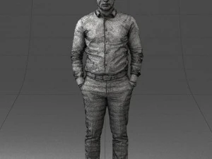 000242 Man in White Shirt and Blue Formal Trousers 0116 3dp 3D Print Model
