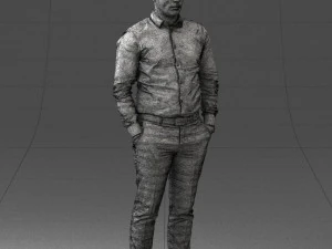 000242 Man in White Shirt and Blue Formal Trousers 0116 3dp 3D Print Model