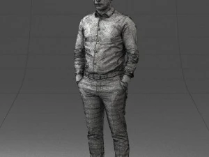 000242 Man in White Shirt and Blue Formal Trousers 0116 3dp 3D Print Model